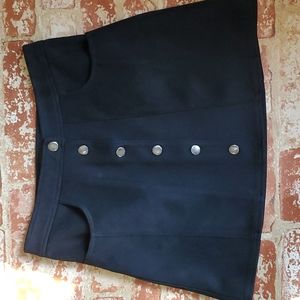 Express Faux Suede Black Snap Button Down A-Line Mini Skirt With Pockets Size 0